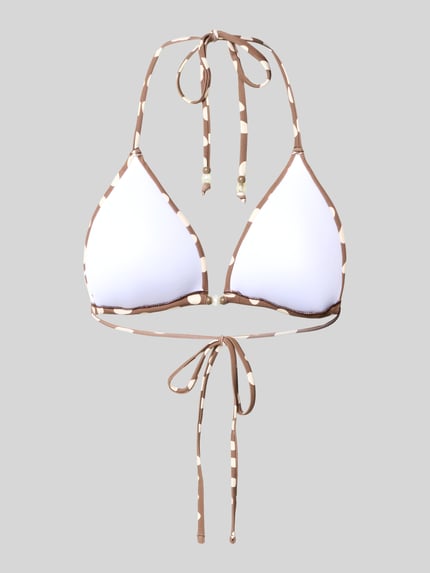Produktfoto, Bikini-Oberteil mit Neckholder Modell 'Dauna' von Barts, Triangel-Form, Material-Mix mit Stretch-Anteil, Perlen, Schnürung, beige-weiß gestreift
