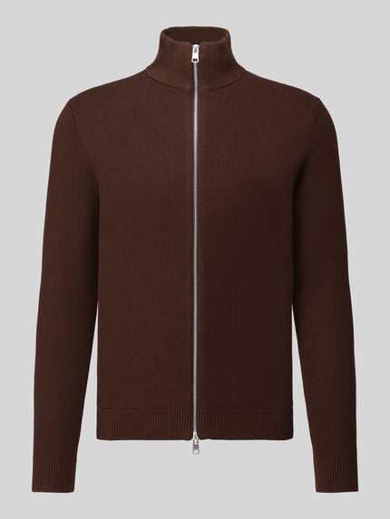 Selected Regular fit gebreid jack van puur katoen model 'DANE' Donkerbruin - 2