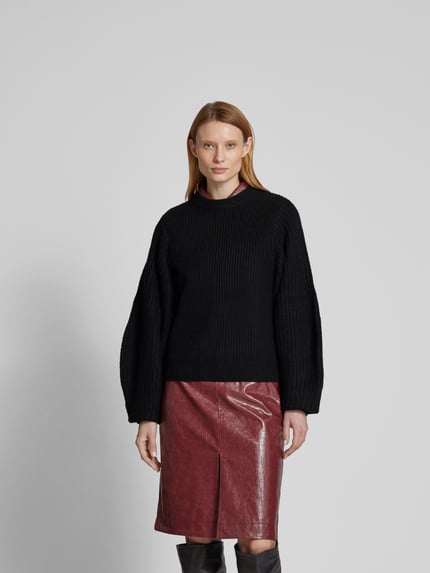 Staud Sweter wełniany o kroju oversized z imitacji dzianiny Czarny 4