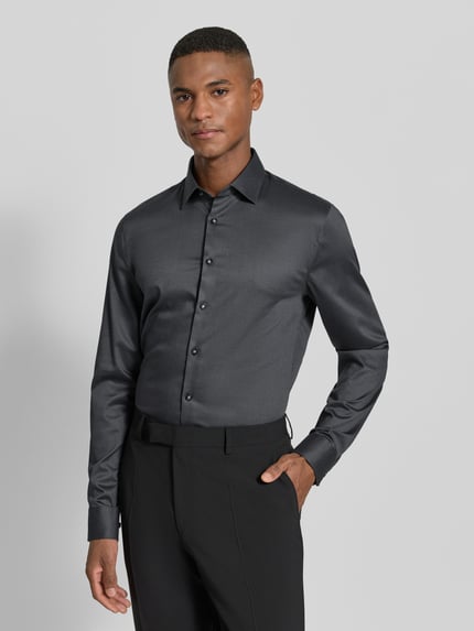 OLYMP No. Six Super Slim fit zakelijk overhemd van katoenmix Antraciet - 4