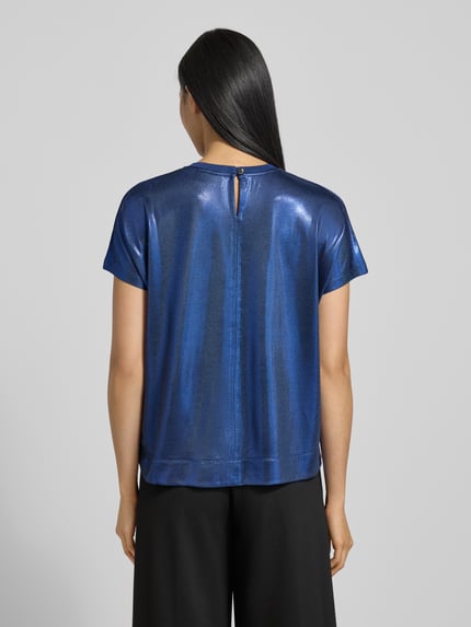 MOS MOSH T-shirt in leerlook, model 'Nicola' Blauw - 5