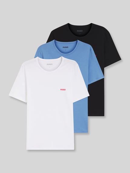 HUGO Regular Fit T-Shirts aus reiner Baumwolle im 3er-Pack Blau 1