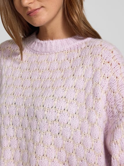 ZABAIONE Oversized Strickpullover mit gerippten Abschlüssen Flieder 3