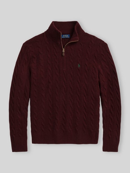 Polo Ralph Lauren Regular Fit Troyer aus Woll-Kaschmir-Mix Bordeaux 2