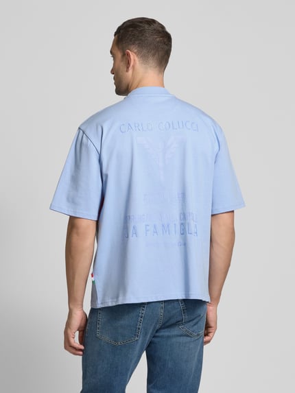 Carlo Colucci Oversized T-Shirt mit Label-Print Hellblau 5