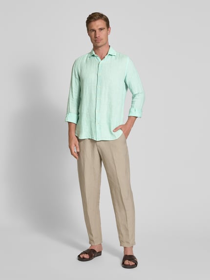 MC2 Saint Barth Regular Fit Leinenhemd mit Kentkragen Modell 'PAMPLONA' Gruen 1