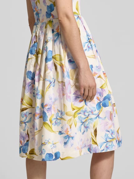 ETERNA Knielanges Kleid mit gelegten Falten Blau 3