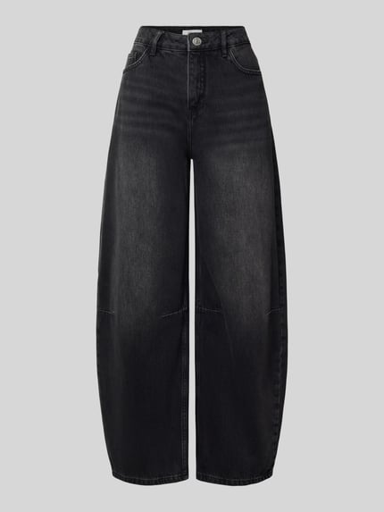 OPUS Regular Fit Barrel Jeans mit Teilungsnähten Black 2