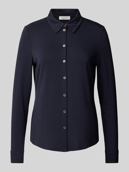 Marc O'Polo Overhemdblouse van viscosemix met platte kraag Marineblauw - 2
