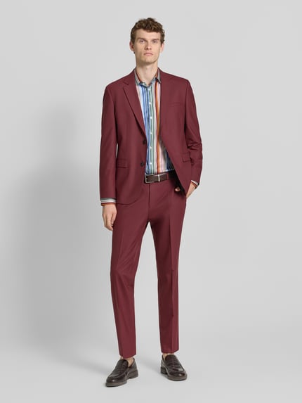 Jake*s Slim Fit Businesshemd aus Baumwolle mit Kentkragen Bordeaux 1