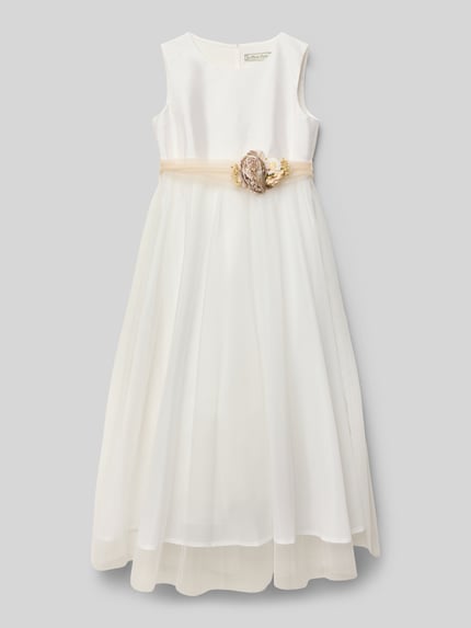 Une Hautre Couture Maxikleid mit Rundhalsausschnitt Offwhite 1