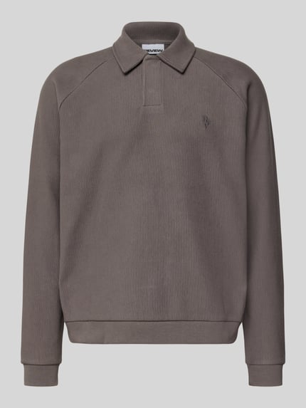 REVIEW Sweatshirt mit Polokragen Dunkelgrau 2
