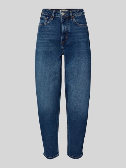 Produktfoto, Relaxed Fit Jeans aus Baumwoll-Mix Modell 'LARA' von Marc O'Polo, Optik: Unifarben, 5-Pocket-Design, Denimstruktur, Farbe: Dunkelblau