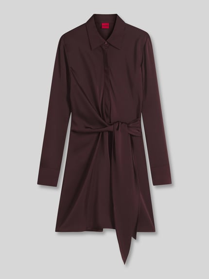 HUGO Minikleid mit Bindegürtel Modell 'Kilanda' Bordeaux 2