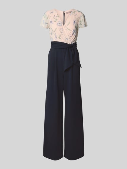 Christian Berg Cocktail Jumpsuit mit V-Ausschnitt Marine Melange 2