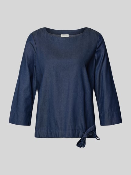 Produktfoto, Blusenshirt im Denim-Look mit 3/4-Arm van Christian Berg Woman, mix van katoen en lyocell, regular fit, ronde hals