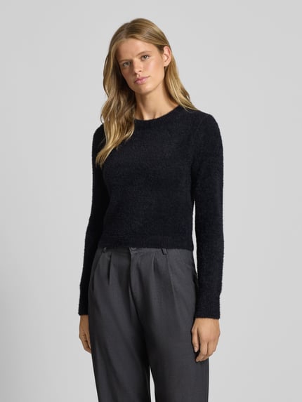 ONLY Sweter z dzianiny o kroju regular fit z okrągłym dekoltem model ‘PETRA’ Czarny 4