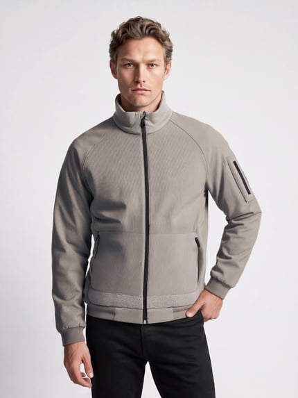 BOSS Green kurtka w kroju regular fit z poliestru z elementami ze sztruksu i polaru Piaskowy 4