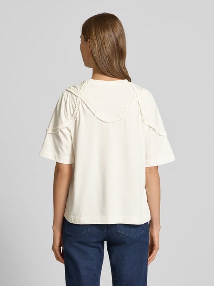 YAS T-shirt o kroju relaxed fit z okrągłym dekoltem model ‘BRAIDA’ Biały 5