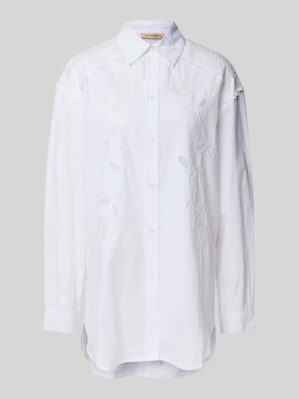 STELLA NOVA Regular fit blouse met broderie anglaise Wit - 2