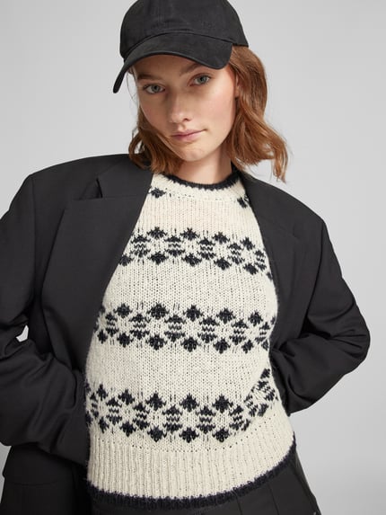 PIECES Regular Fit Strickpullover mit Baumwolle Modell 'RADINE' Ecru 3