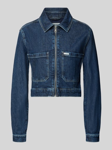 GUESS Jeans Cropped Jeansjacke mit Reißverschluss Jeansblau 1