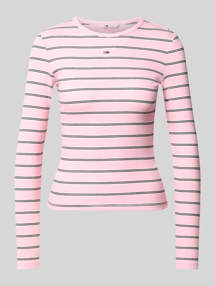 Tommy Jeans Slim Fit Langarmshirt aus Baumwoll-Mix  Rosa 2
