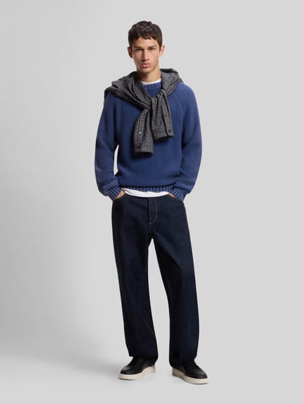 HUGO Blue Relaxed Fit Pullover aus reiner Baumwolle Modell 'Sondye' Marine 1