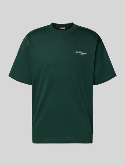 ONLY & SONS T-shirt o kroju loose fit z czystej bawełny model 'LES CLASSIQUES' Ciemnozielony 2