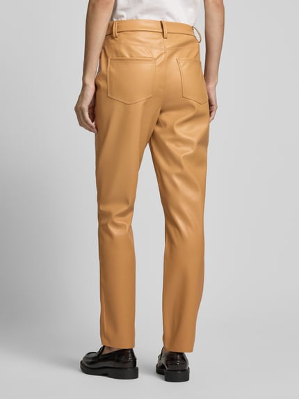HERZENS Regular Fit broek in leerlook Cognac - 5