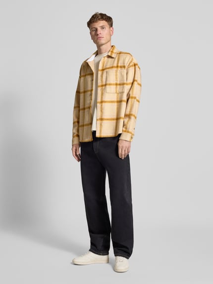BLKVIS Koszula flanelowa o kroju regular fit z dodatkiem wiskozy Złamany biały 1