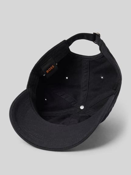 Produktfoto, Baseballpet Basecap uit puur katoen Model 'LILYAN' van BOSS Orange, look: effen zwart, applicatie met labelstitching, verstelbare trensje