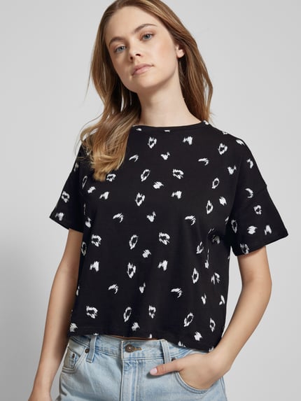 QS T-shirt we wzory na całej powierzchni Fioletowy 3