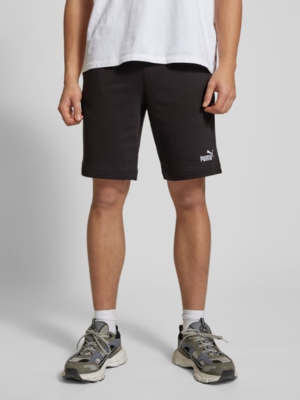 PUMA Performance Regular fit sweatshorts met labelstitching, model 'ESS No. 1' Zwart - 4