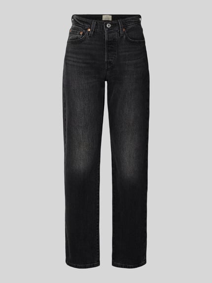 Produktfoto, Jeans mit 5-Pocket-Design von Levi's®, schwarze Waschung, Baumwoll-Elasthan-Mix, lockerer Schnitt, Vorderansicht