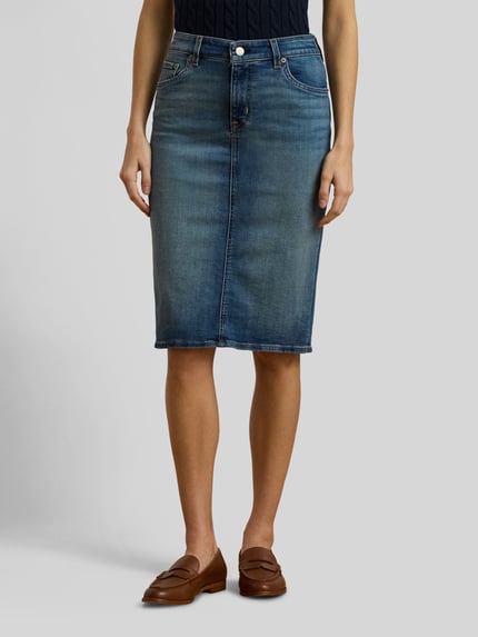 Lauren Ralph Lauren Spódnica midi o kroju regular fit z denimu Jeansowy niebieski 4
