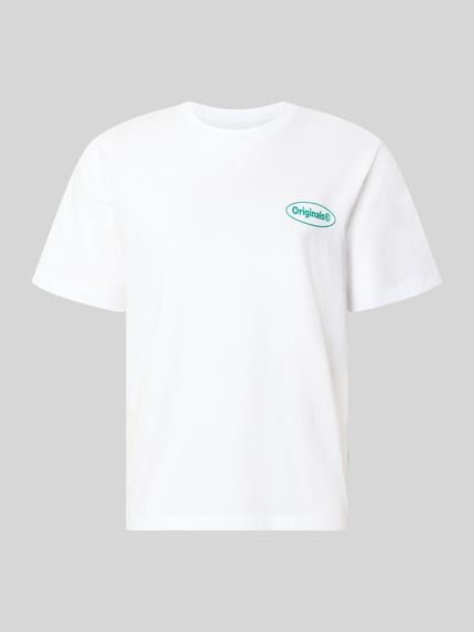 Produktfoto, weißes Herren T-Shirt aus Reine Baumwolle Straight Fit mit Logo-Print, Modell 'RIVIERA VINTAGE POSTER' von JACK & JONES