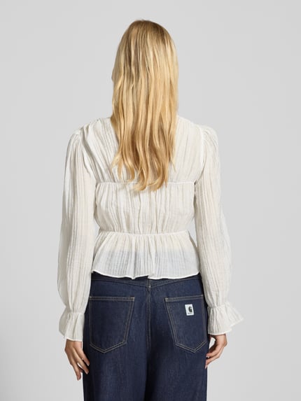 Gina Tricot Blusenshirt mit V-Ausschnitt Weiss 5