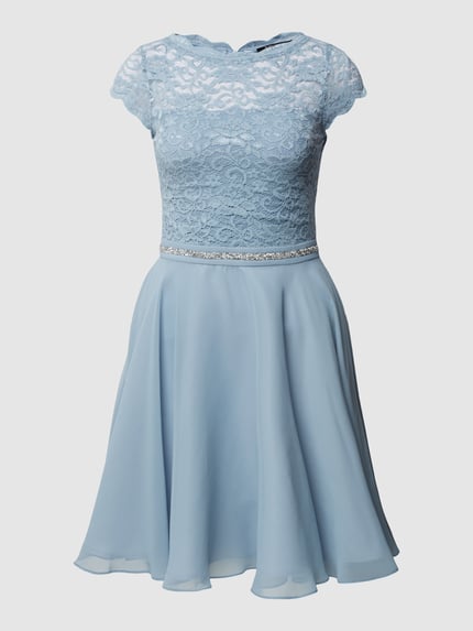 SWING Cocktailkleid mit Spitzenbesatz Hellblau 2