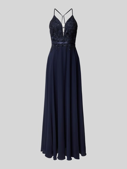VM by Vera Mont Abendkleid mit Häkelspitze Marine 2