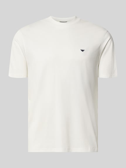 T-Shirt aus Lyocell-Mix mit Label-Stitching Shop The Look MANNEQUINE