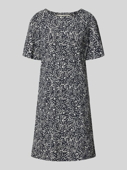 Produktfoto, Knielanges Kleid im Allover-Look von Zero, mieszanka materiałów z dodatkiem streczu, prosty krój, długość do kolan, wzór na całej powierzchni, okrągły dekolt, długość tyłu w rozmiarze 36: 90 cm, szerokość w rozmiarze 36: 48 cm, długość rękawów w rozmiarze 36: 30 cm