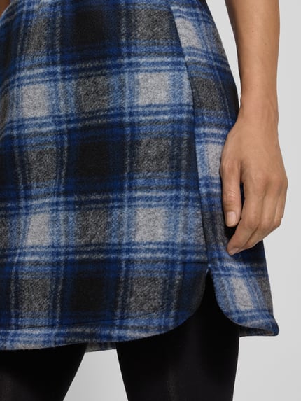 ICHI Minirok in all-over look, model 'WOOLY CHECK' Marineblauw - 3