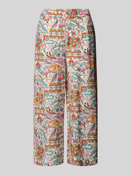 Produktfoto, Relaxed Fit Culotte aus Viskose-Mix von Christian Berg Woman mit Allover-Motiv-Print, elastischem Bund, farbenfrohes Muster