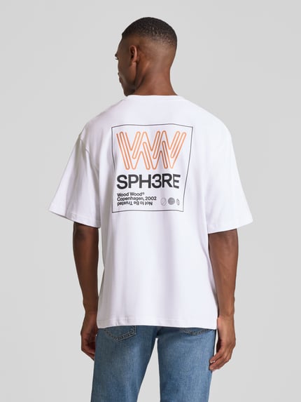 Wood Wood T-Shirt mit Label-Print Modell 'Gary' Weiss 5