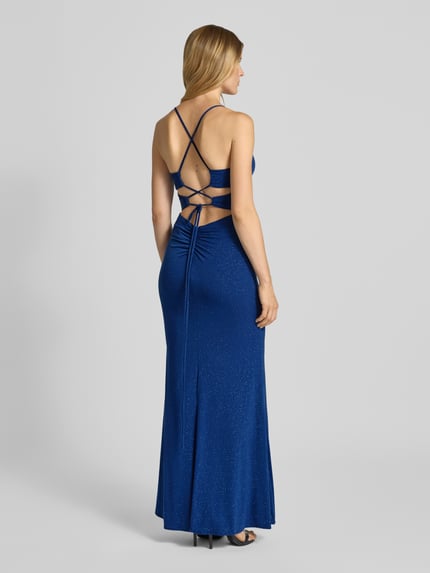 Mascara Abendkleid mit Raffungen Blau 5