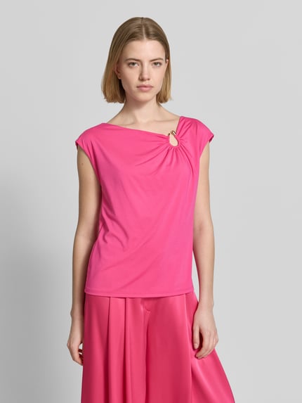 Marc Cain t-shirt z asymetrycznym dekoltem Fuksjowy 4