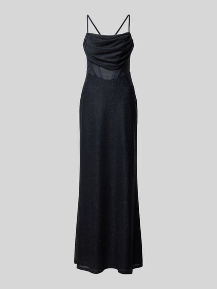 VM by Vera Mont Abendkleid mit Wasserfall-Ausschnitt Dunkelblau 2