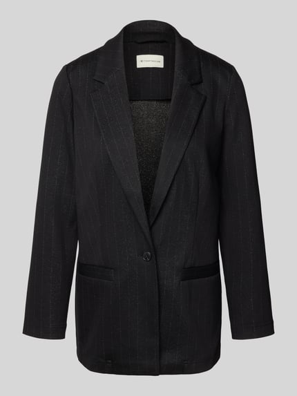 Tom Tailor Długi żakiet o kroju regular fit z dodatkiem bawełny BLACK 2