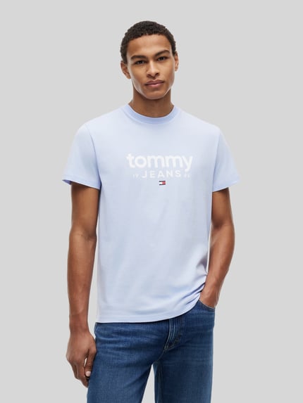 Tommy Jeans Relaxed Fit T-Shirt aus reiner Baumwolle mit Label-Schriftzug Hellblau 4